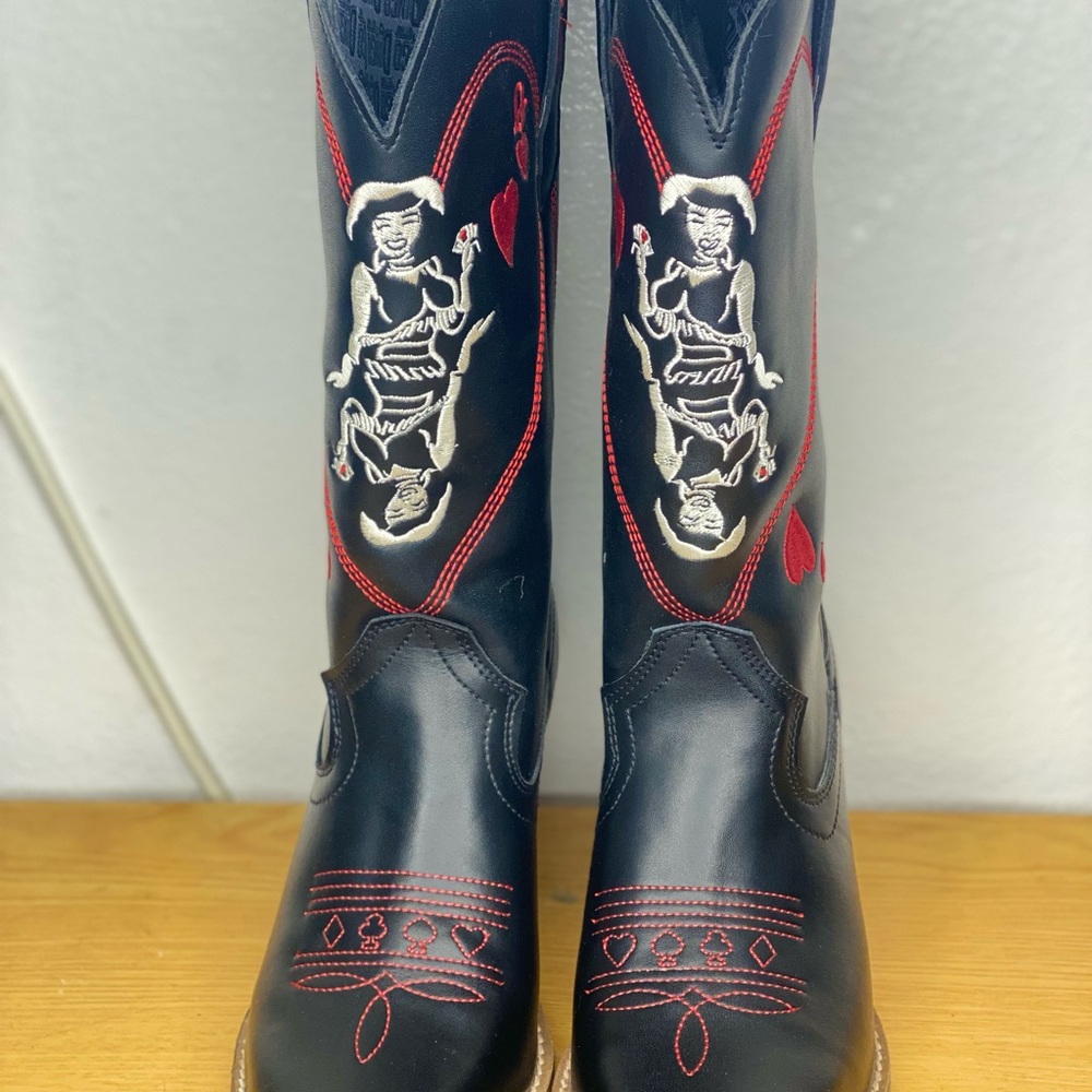 Dingo by Dan post queen of hearts Black and Red Embroidered Boots